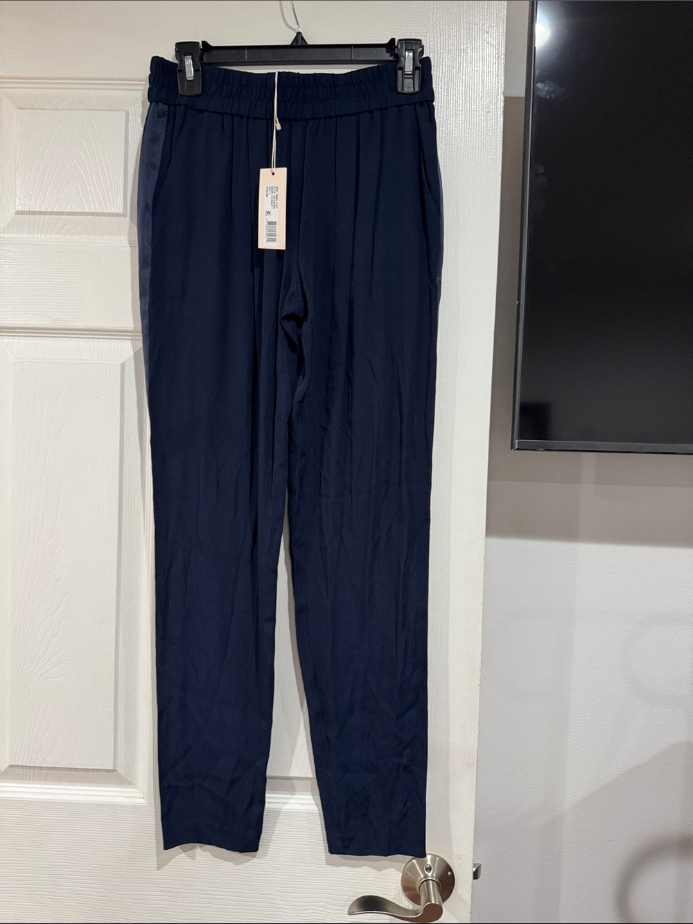 Rebeca Taylor Women's Navy Elastic-Waist Jogger Pants size 0
